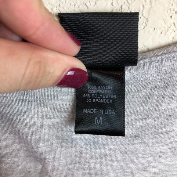 Daytrip Grey White T-Shirt Blouse Rhinestone Lace - Picture 5 of 6